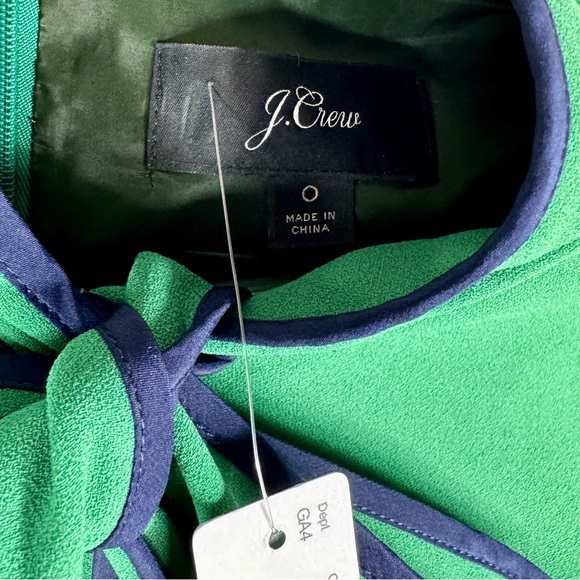 J CREW Tie-Neck Dress in 365 Crepe - Green - J2557 - Sz 0 - Picture 8 of 15